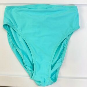 Robin Piccone Aqua Blue High-Waisted Bikini Bottom Full Coverage Medium NEW